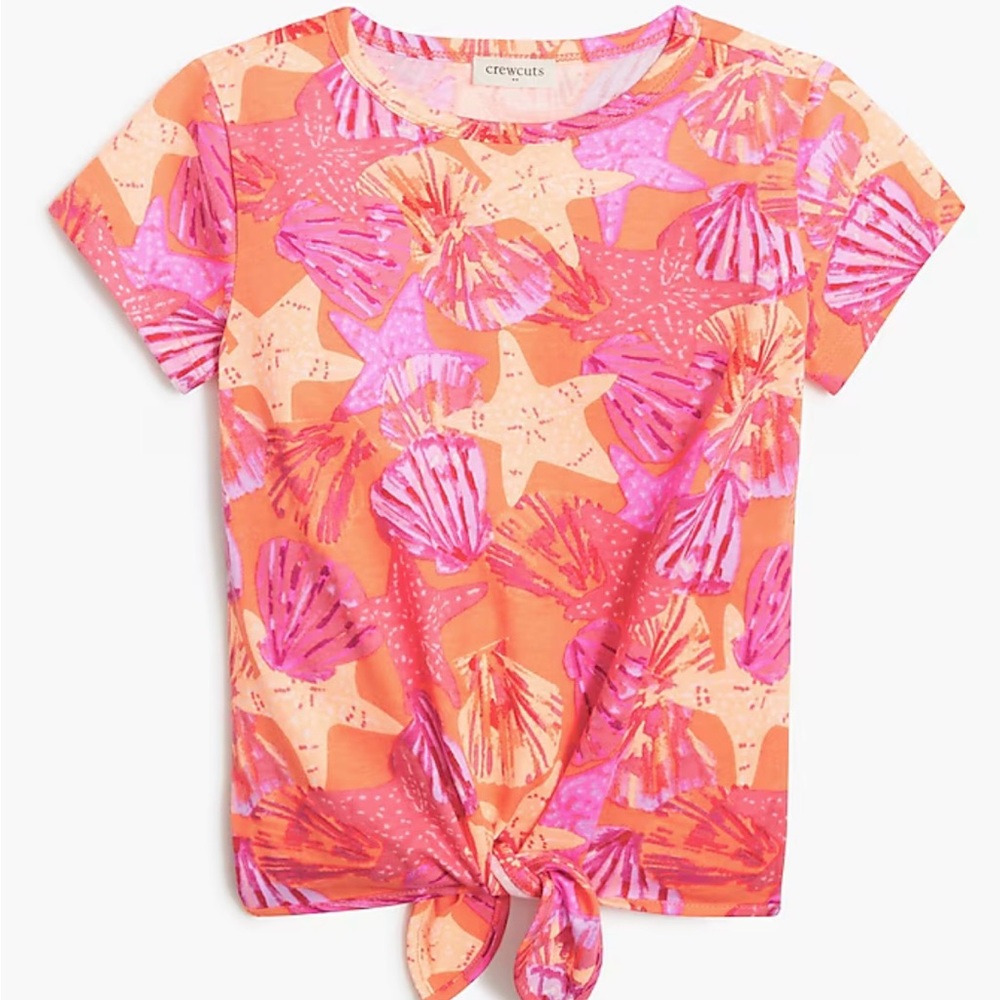 NWT - J. Crew seashell print Tie-front tee - Girls size Small